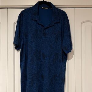 Travis Mathew Navy Leaf Print Shirt‎